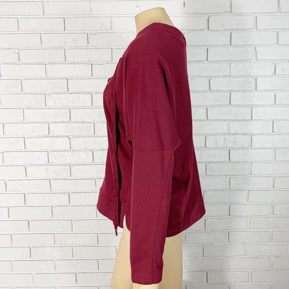 Active USA Women’s Y2K Maroon Lace-Up Baddie Sweatshirt - Picture 5 of 12